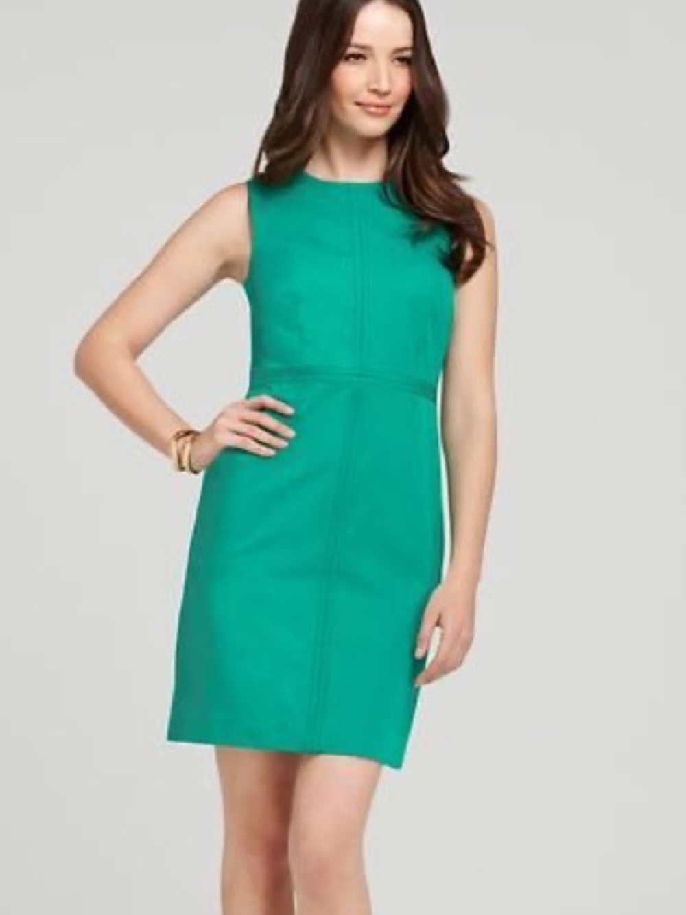 Ann Taylor Teal Green Sleeveless Sheath Dress Work Wear Office Size 12